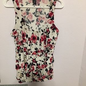 White House Black Market ruffled medium blouse